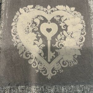 Heart and Key Design Slate Coaster
